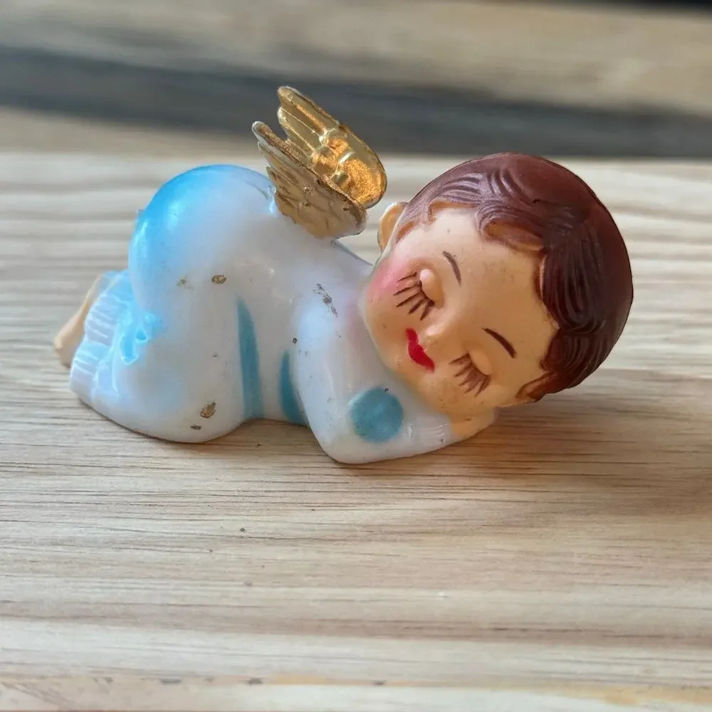 Vtg 1985 Wilton Baby Angel Cake Topper 60847 & Plastic Shower Favors Decor Lot